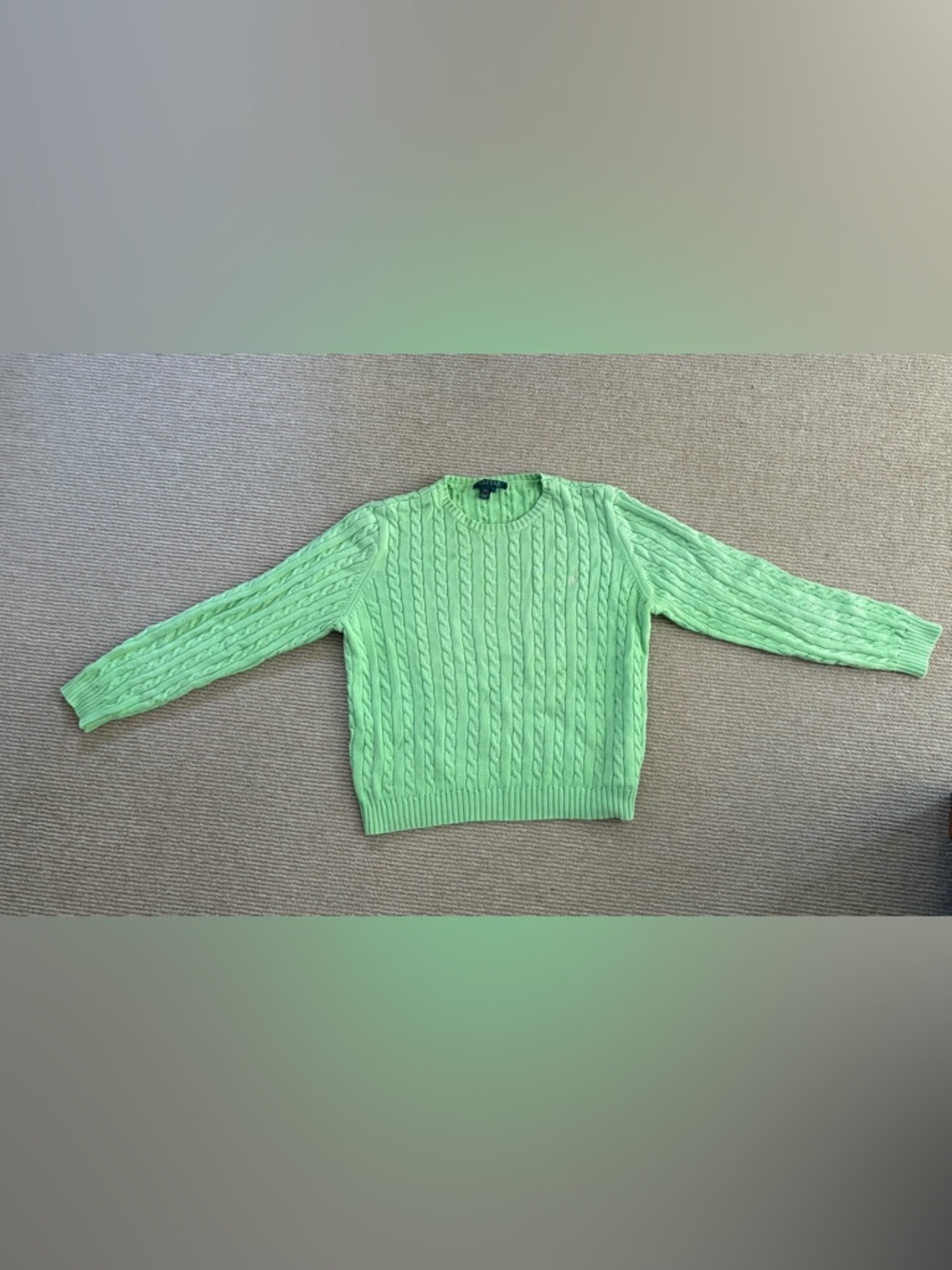 Ralph Lauren Classic Cable Knit Sweater - Green size L